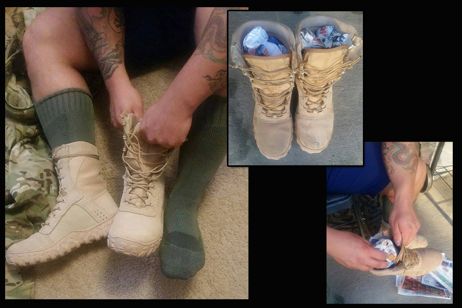The best way to break in new boots. 