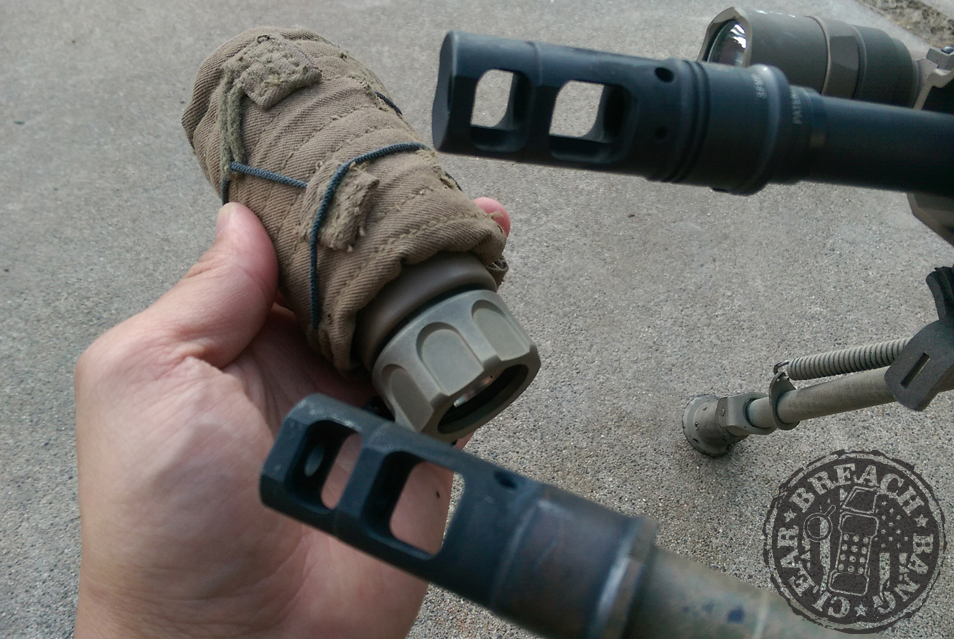 Blast Shield Cover compared to the end of the barrel.