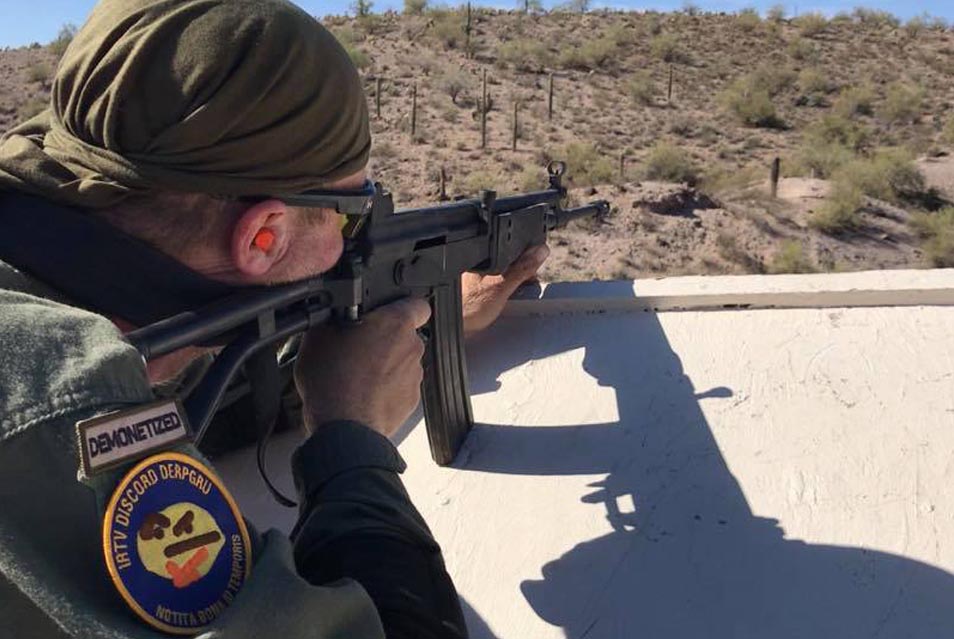 A competitor in action at the Desert Brutality shooting competition from InRange TV. 
