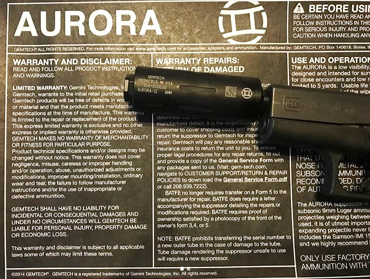 GEMTECH Suppressors Aurora II 9mm Micro Silencer