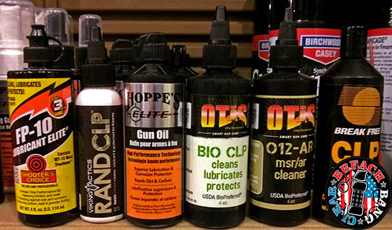 Six different brands of gun lube