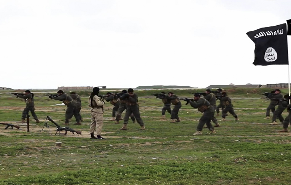 Screenshot from "ISIS Special Forces Training" video, supposed soldiers training in a field