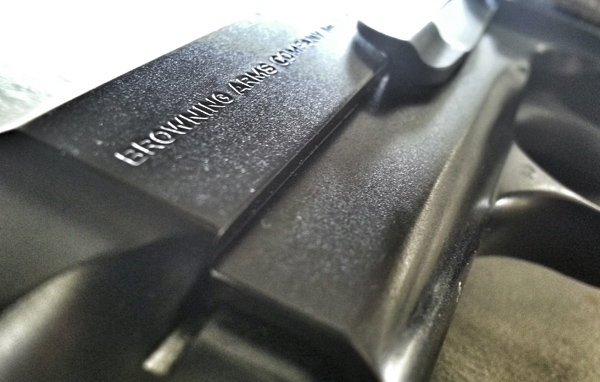 Close up of the imprint of "Browning Arms".