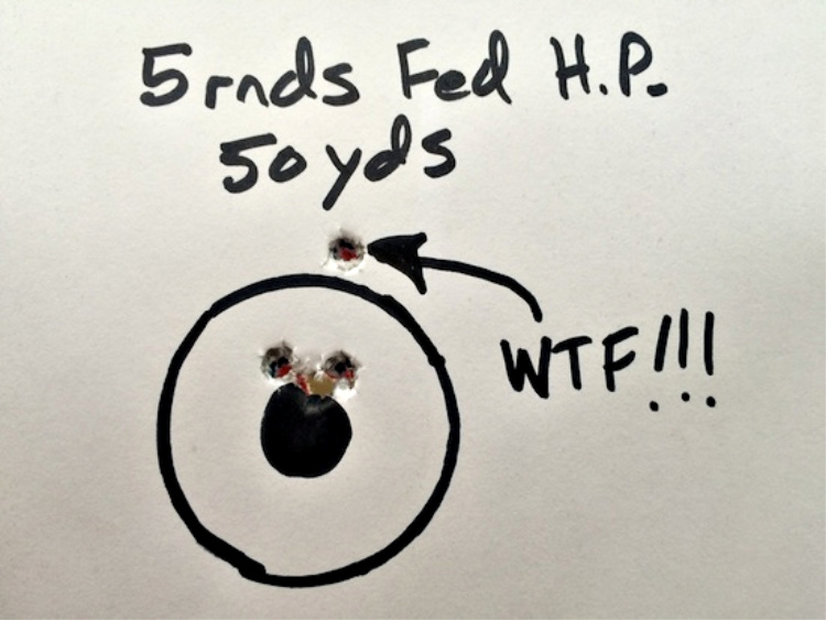 On the range with the Magpul X22. Shooting Federal H.P. at 50 yards.