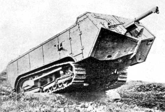the French St. Chamond tank during trials. 