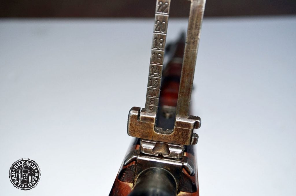 Mannlicher Steyr M1895 rifle Mannlicher M1895 sights flipped up for use.