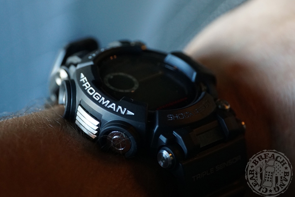 Close up of the watch on a person's wrist.