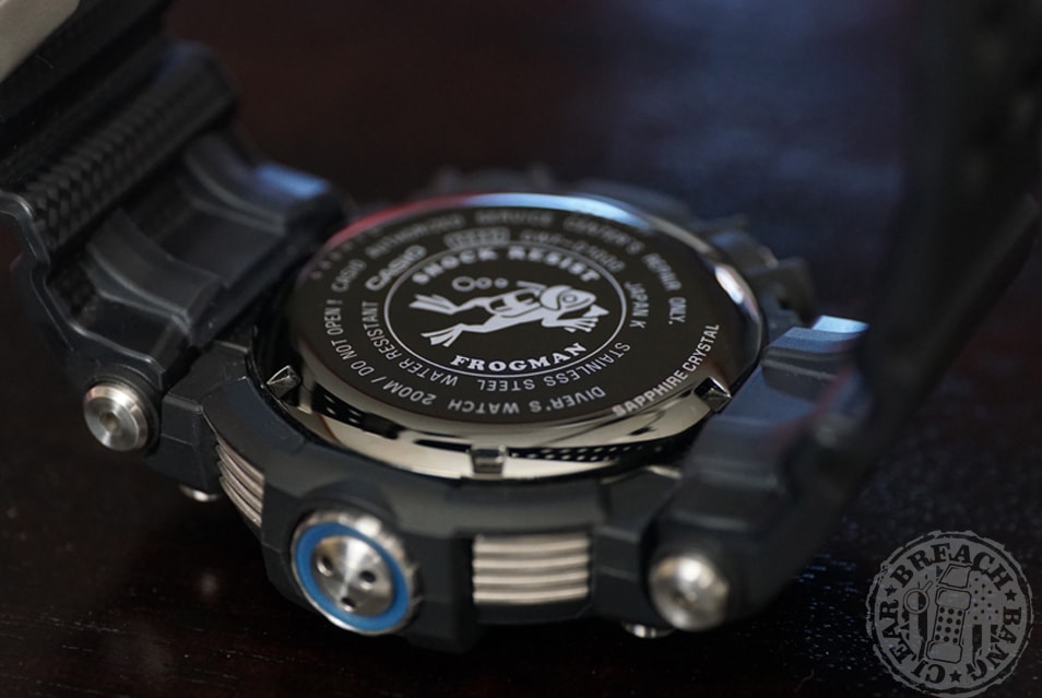 Back of the G-Shock Frogman clockface.