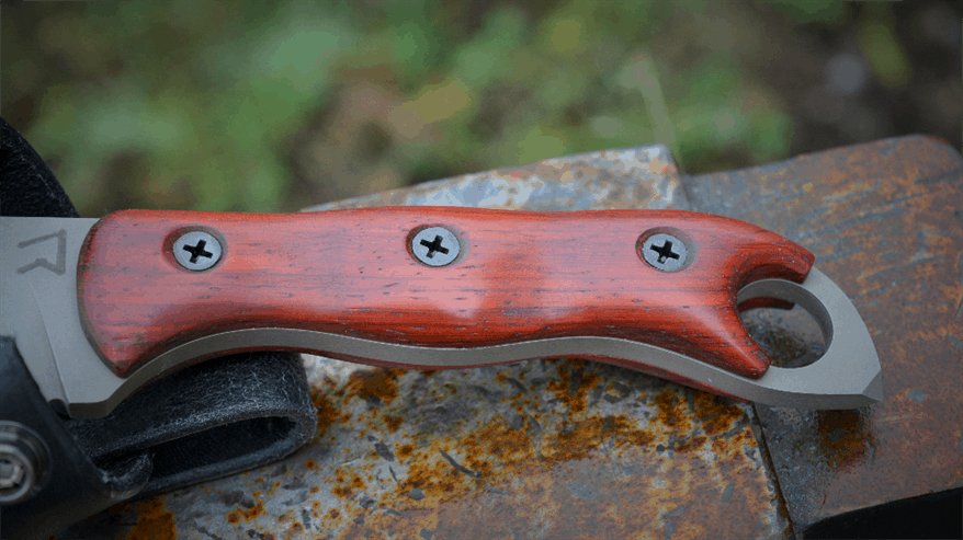 Close up of the knife handle