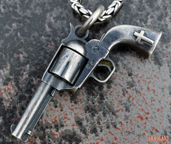 Steel Flame Hand of God Revolver Pendant