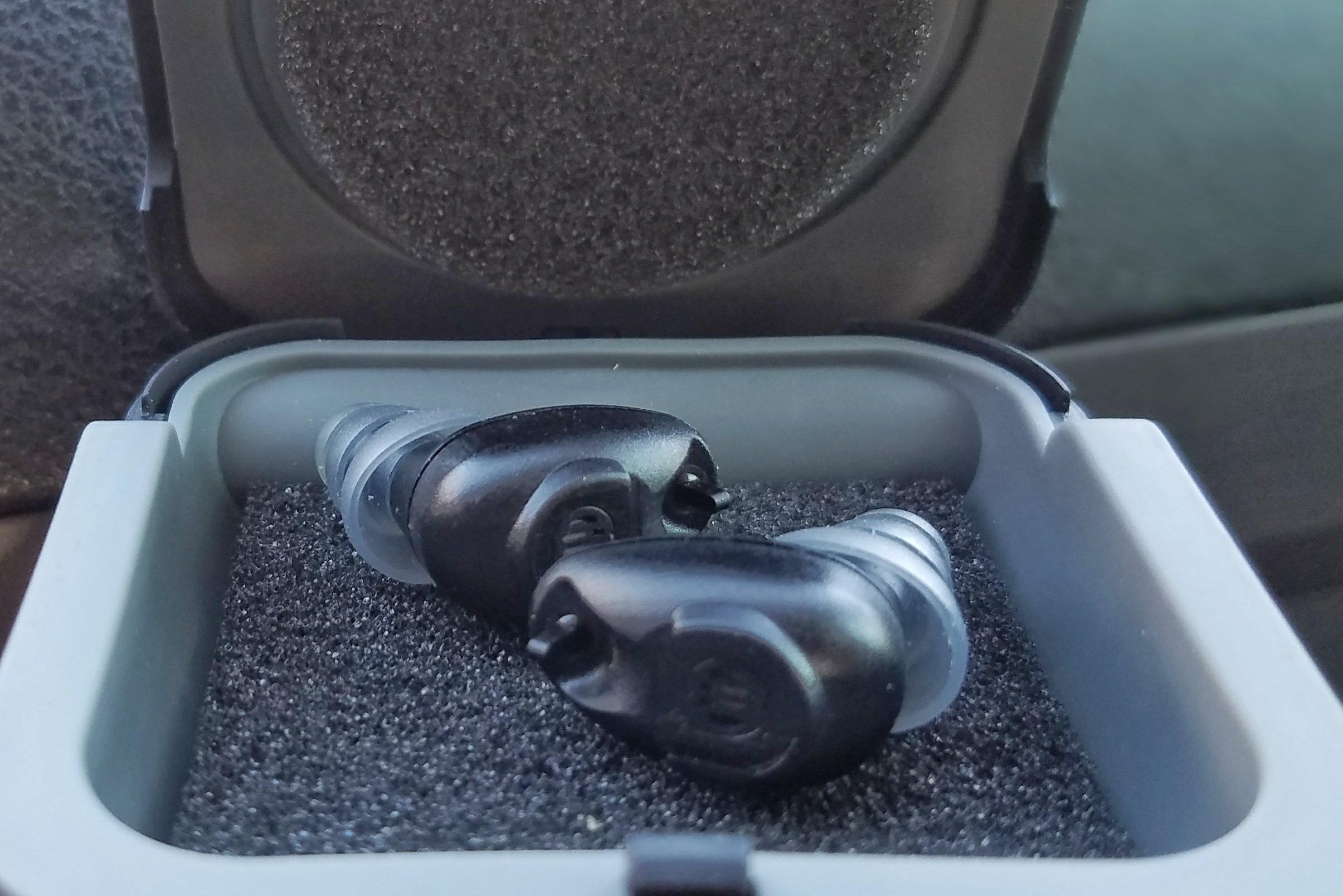 Etymotic GunSport PRO-15 Easy to turn on, nowhere near as cumbersome as regular over-the-noggin muffs.