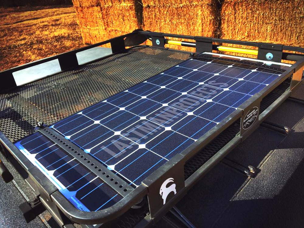 Image of solar battery attached to the top of the Ford Bronco