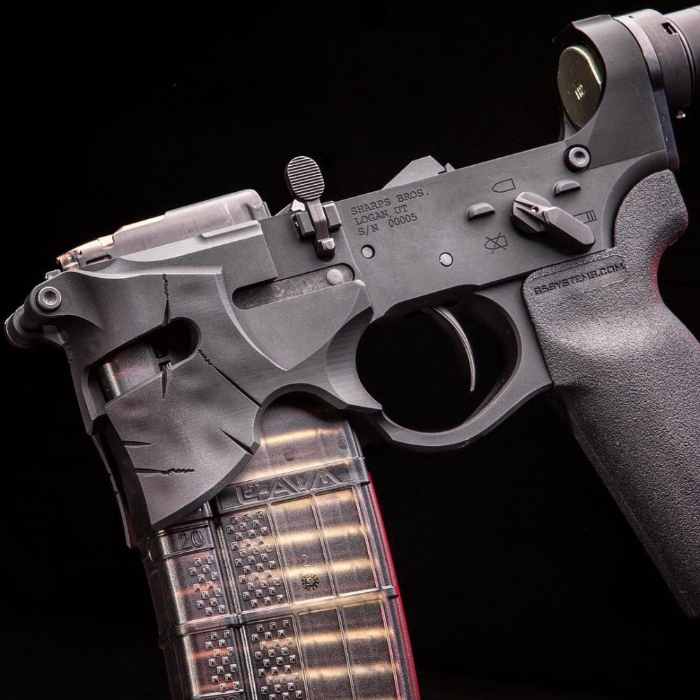 Sharps Overthrow lower receiver - helmet mag well. 