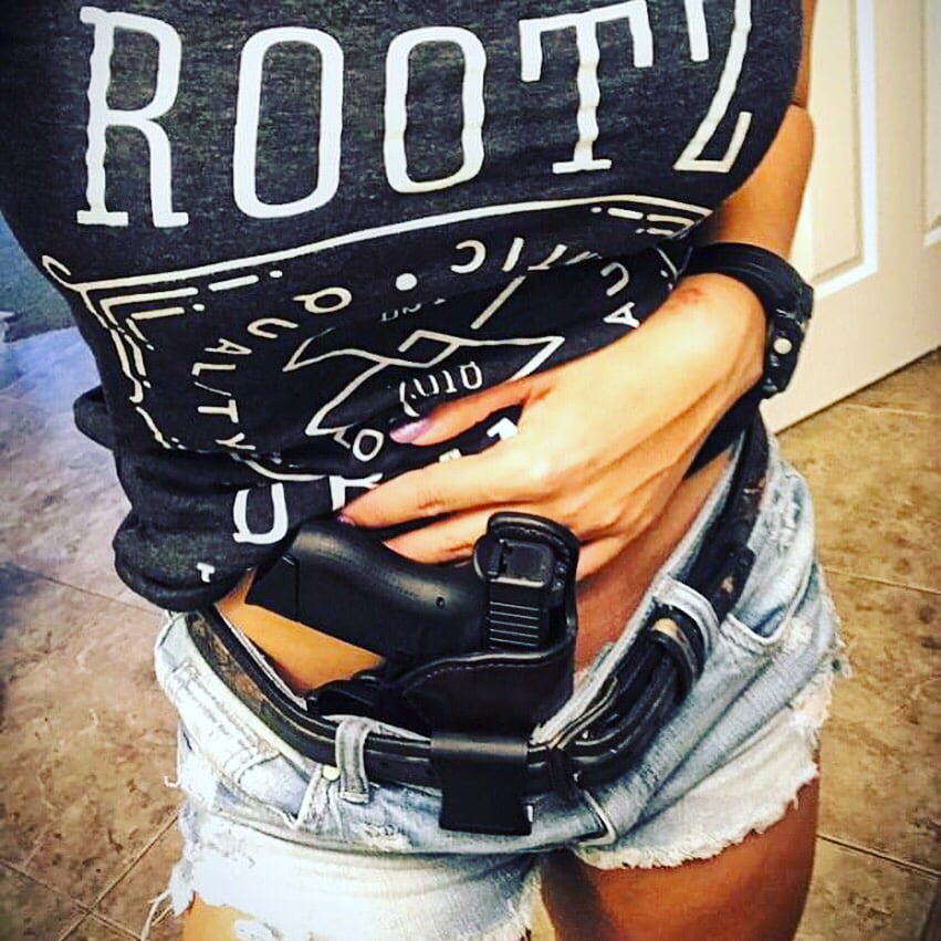 IWB Holster (Inside the Waistband) modeled by @cctactics; Concealed Carry Holsters - Gunleather Threesome article - Justincase Holsters 