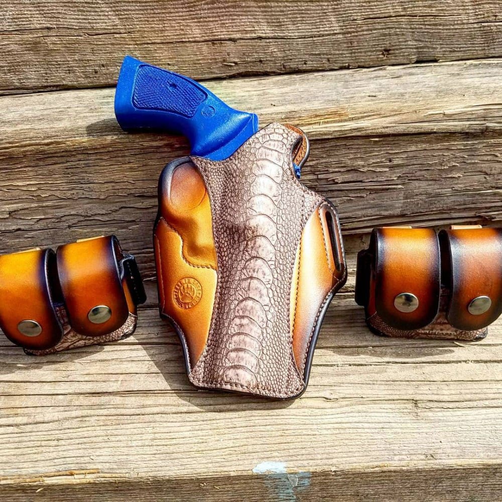 CCW holster for S&W 686 six shooter in .357 magnum - from the Breach-Bang-Clear Gunleather Threesome article - Just In Case Holsters