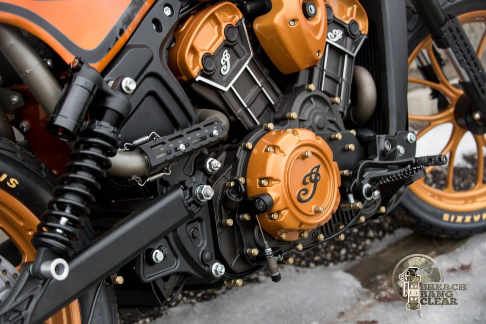 Exhaust system on the Midwest Industries Indian Scout