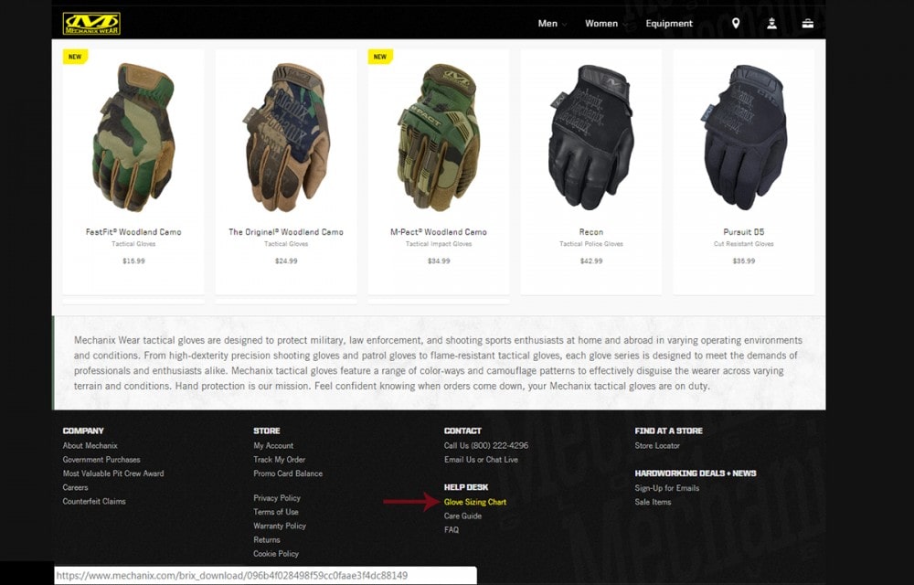 Mechanix Gloves Size Chart