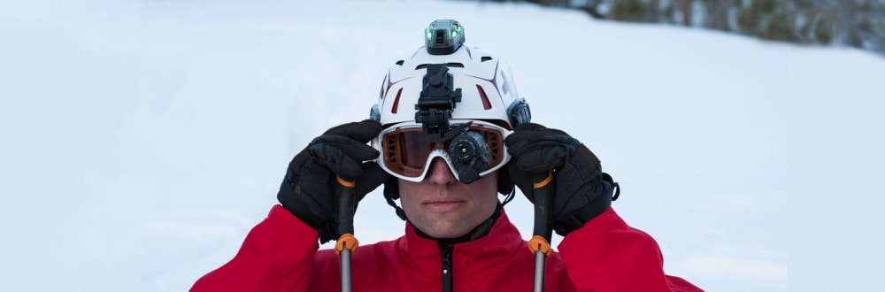 A rescue helmet with ski patrol