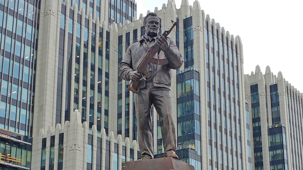 Mikhail Kalshnikov monument in Russia