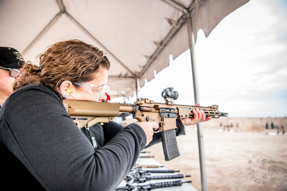 Kimmell trying out the Geissele at SHOT Show 2020 Range Day.