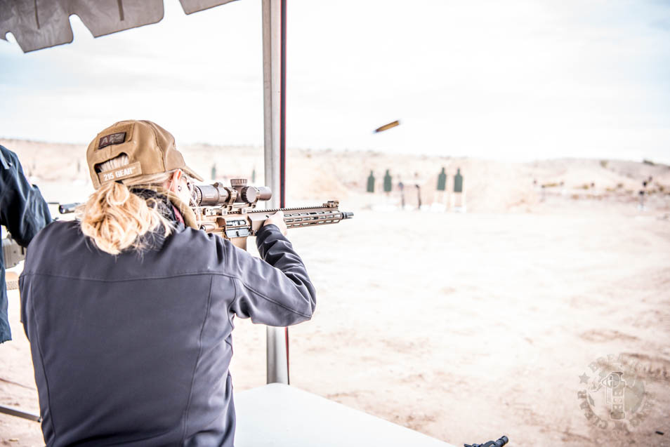 Sara Liberte with the Geissele at 2020 SHOT Show Range Day.