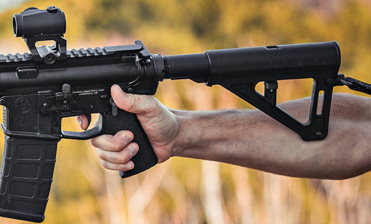 The Magpul BTR is an AR arm brace designed to improve the single-handed employment of large-format pistols.