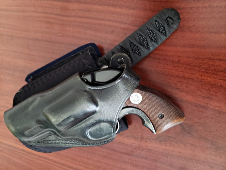 The Colt Agent has found itself in an ankle holster in my bag with a blade by knifemaker Joe Watson.