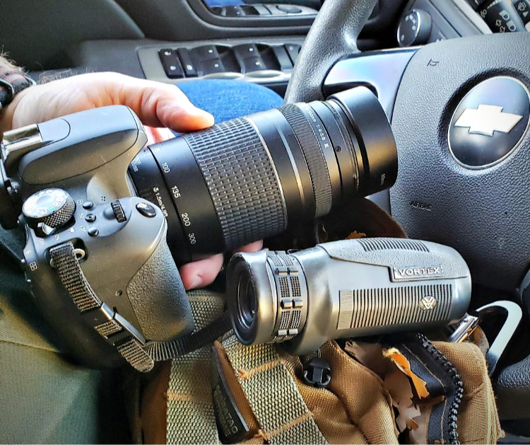 Bush uses the Vortex Solo and Canon T7i for surveillance investigations.