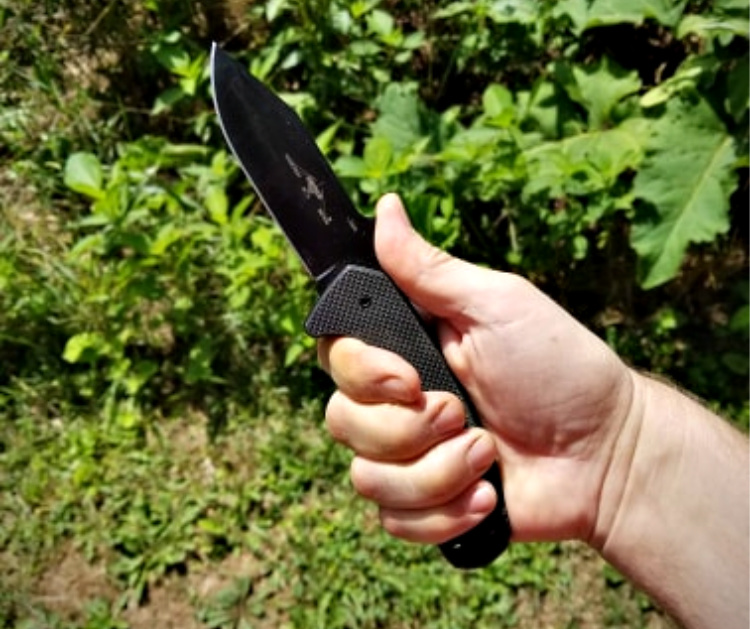 Emerson Police Utility Knife - handle thumb ramp and guard.