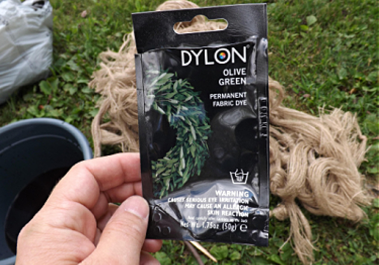 Dylon fabric dye, olive green - used to dye burlap for ghillie suit.