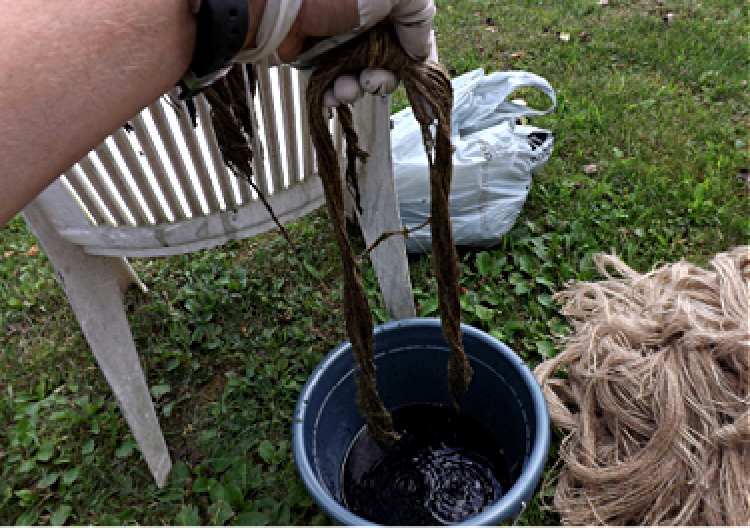 Dye burlap a pale green or brown - ghillie suit.