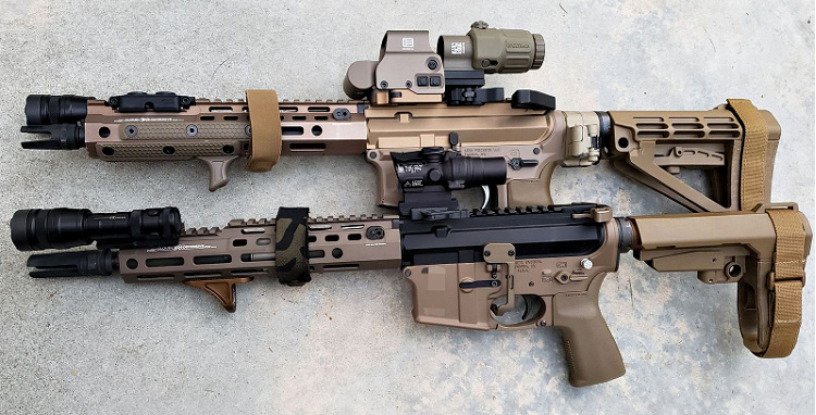 AR Pistols with Cloud Defensive REIN full size and REIN Micro.