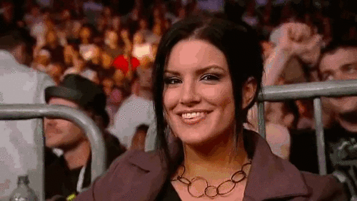 Gina Carano biting her lip.