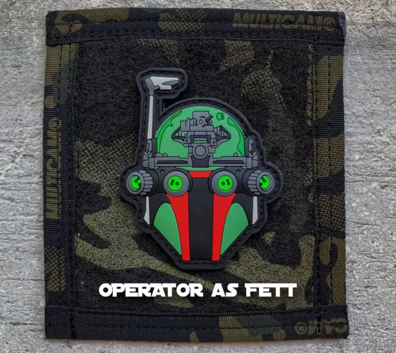 Mandalorian helmet PVC morale patch.