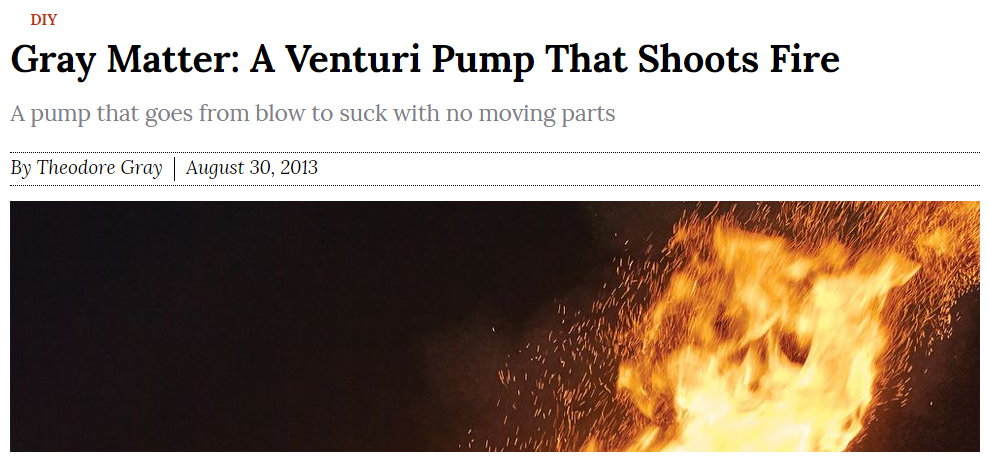 The Venturi Effect explained by Popular Science magazine