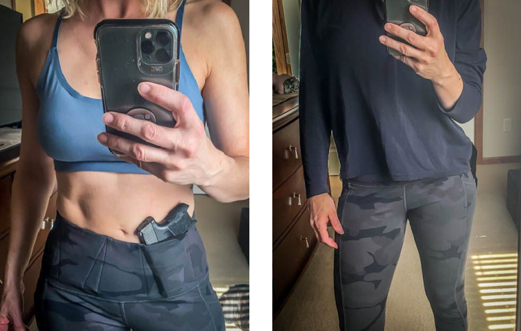 Primary Arms concealed carry legging with P365 holstered.