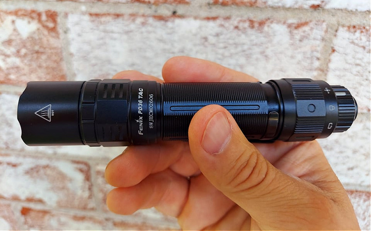 Fenix PD36 tactical flashlight.