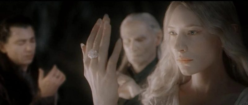 Galadriel wearing Nenya.