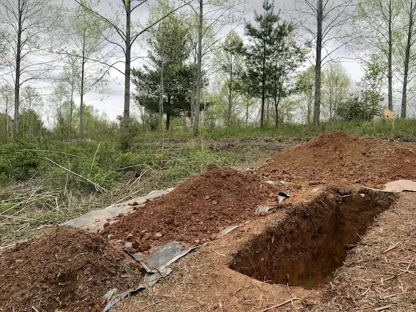 A freshly dug grave in preparation for a dirt nap.
