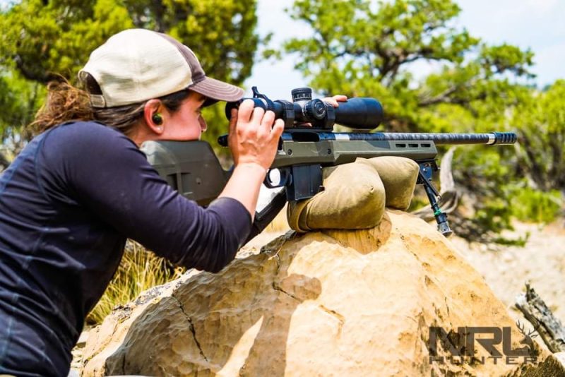 taking a shot off of a rock at a National Rifle League hunter match