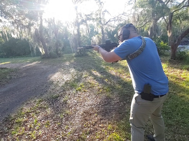 Shooting from standing on range day.