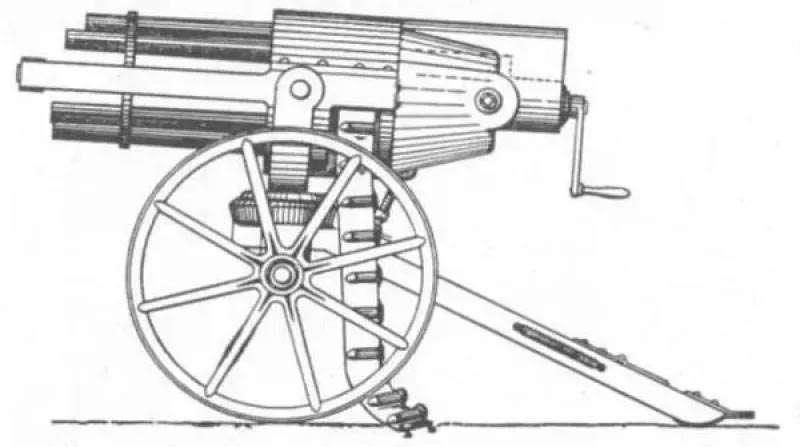 Diagram illustration of a Bailey belt fed Machine Gun