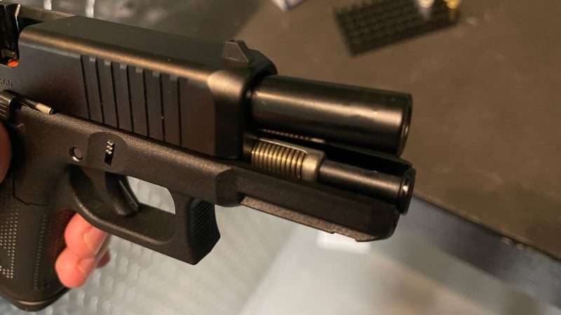 Forward grooves on the slide modernize this Glock 19. Photo credits to Adam Campbell/Guns.com