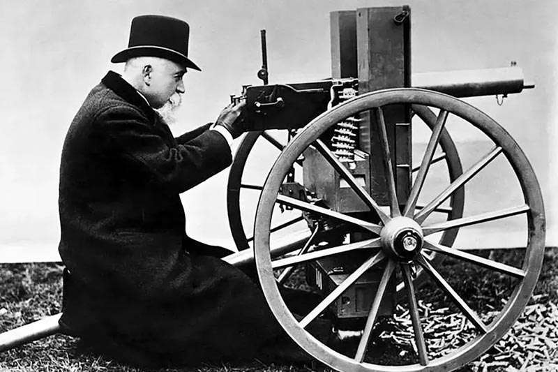 Hiram Maxim belt fed machine gun