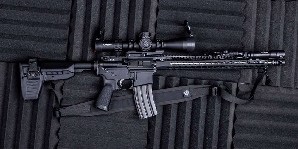 Rifle on top of black foam.