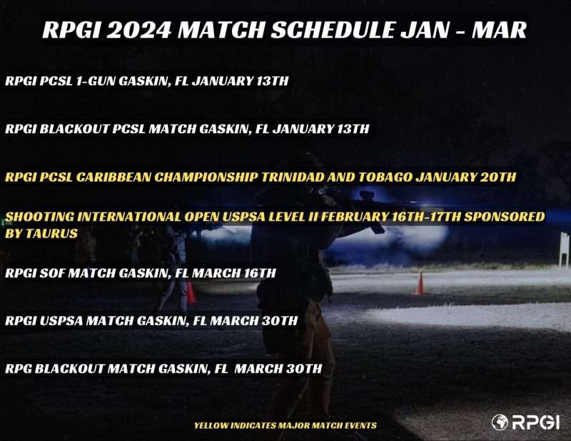 RPGi's match schedule - be sure to check online, this list will likely expand. 