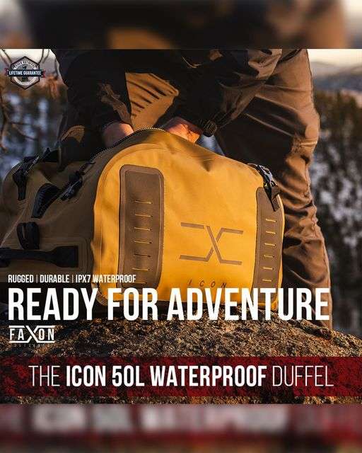 The Icon 50L Waterproof Duffel Bag from Faxon Firearms/Outdoors.