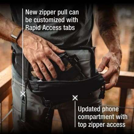 This model of tactical fanny pack is now compatible with rapid access tabs. 