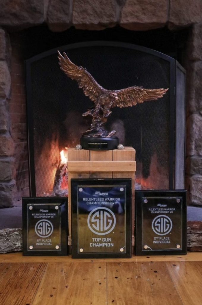 Trophies from the SIG Relentless Warrior Championship.