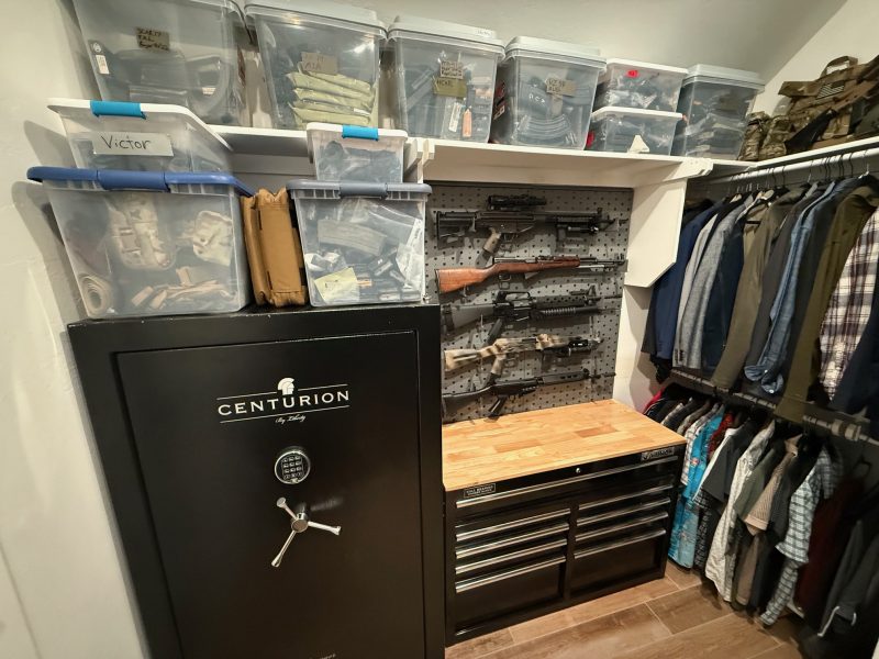Building a gun room in your closet when you are short on space.